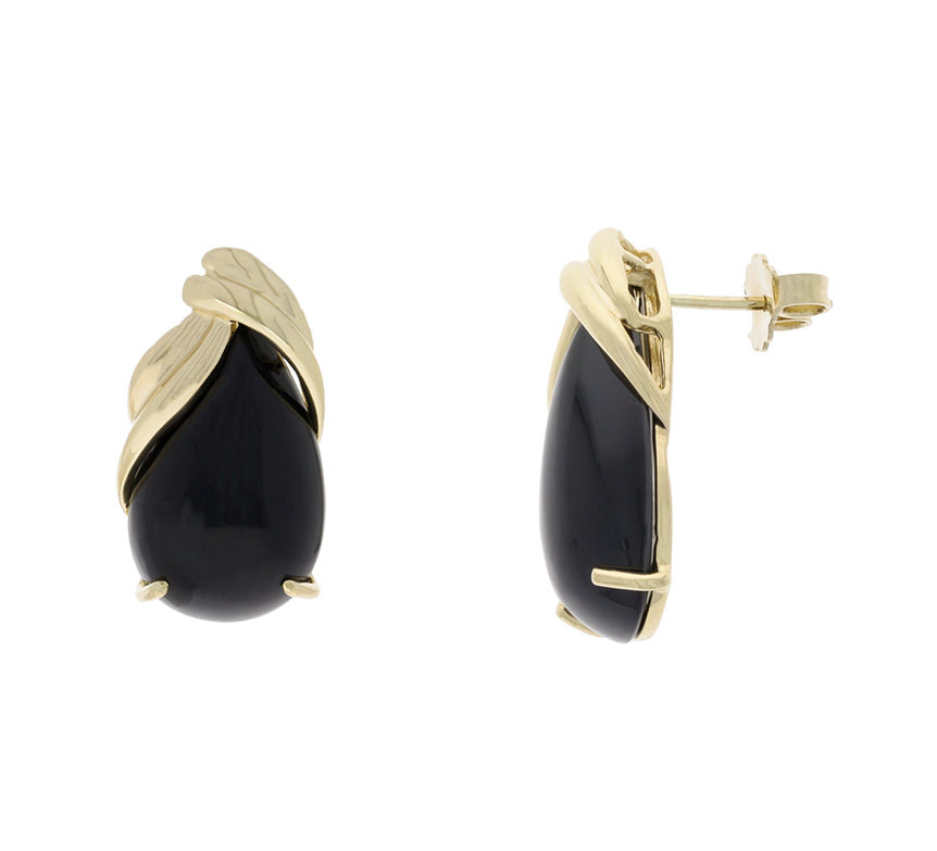 Onyx Earrings 14K Yellow Gold