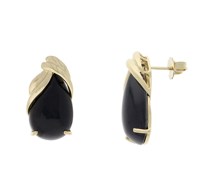 Onyx Earrings 14K Yellow Gold