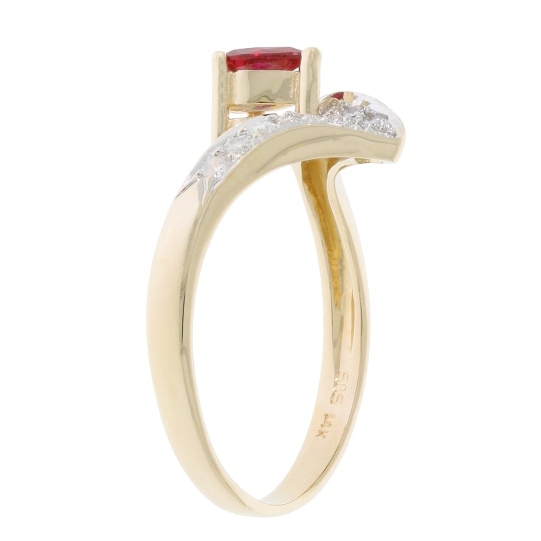 Pear Ruby Diamond Ring 14K Two Tone .29 CT