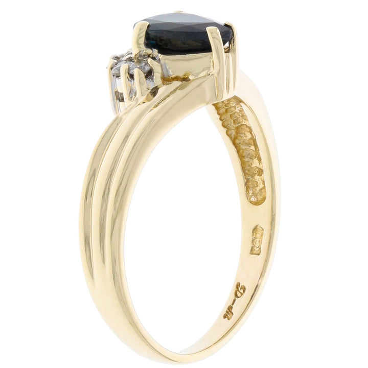 Pear Sapphire Diamond Ring 14K Yellow Gold .75 CT