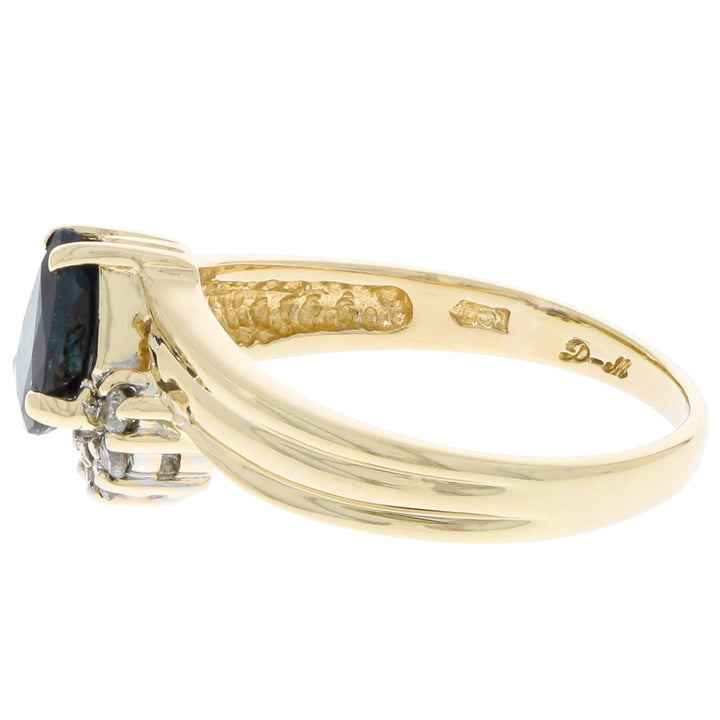 Pear Sapphire Diamond Ring 14K Yellow Gold .75 CT