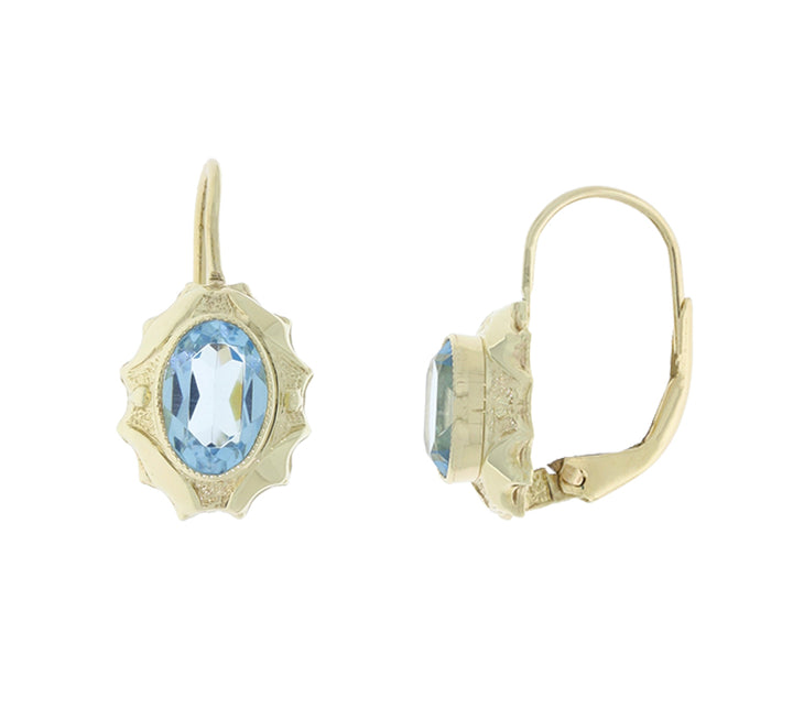 Vintage Blue Topaz Earrings 14K Yellow Gold 1.60CTW