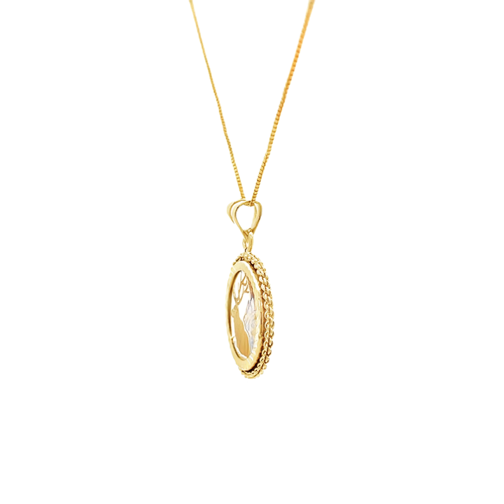 Elk Coin Pendant 14K Two Tone Gold