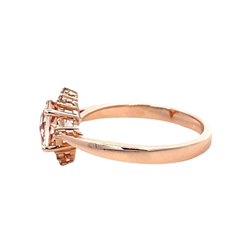 Morganite Diamond Ring 14K Rose Gold 1.12CT