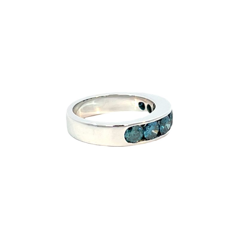 Blue Diamond Channel Set Band 14K White Gold 1.75CTW