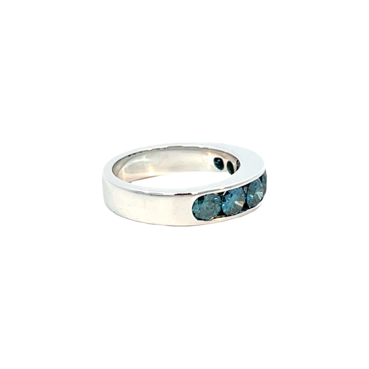 Blue Diamond Channel Set Band 14K White Gold 1.75CTW
