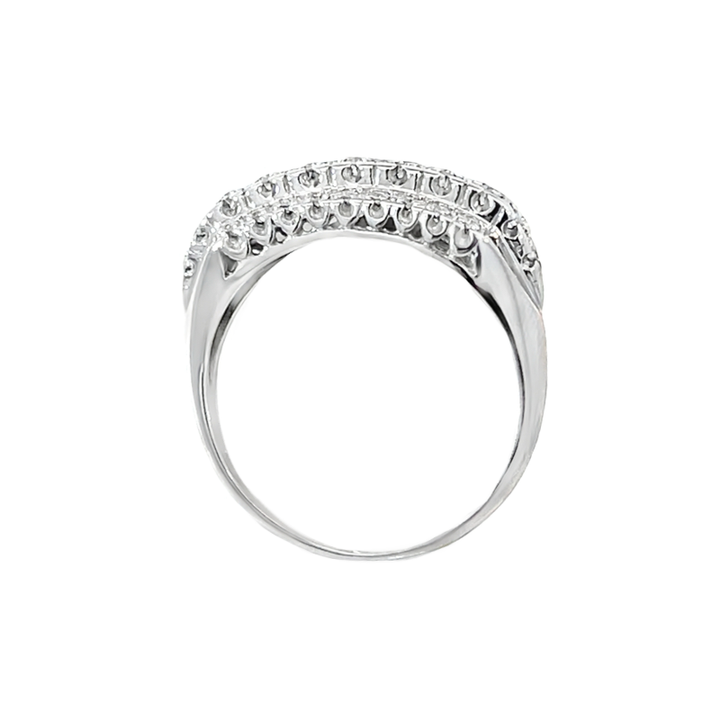 Vintage Diamond Cluster Band 14K White Gold .27CTW