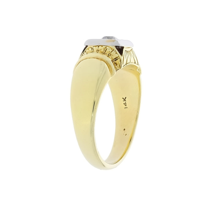 Men's Diamond Ring 1920's 14K Two Tone .36CT