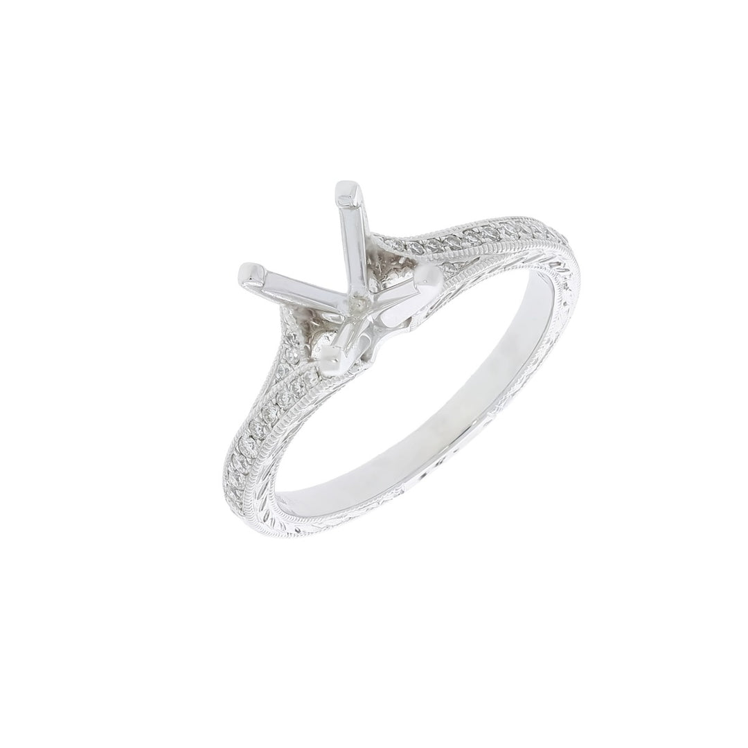 Diamond Nature Inspired Engagement Setting 14K White Gold