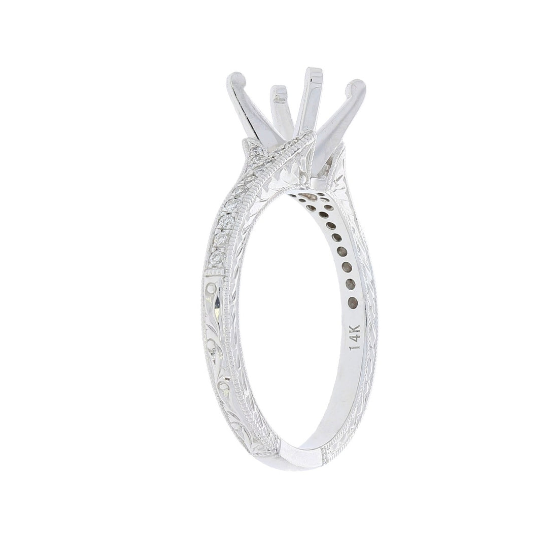 Diamond Nature Inspired Engagement Setting 14K White Gold