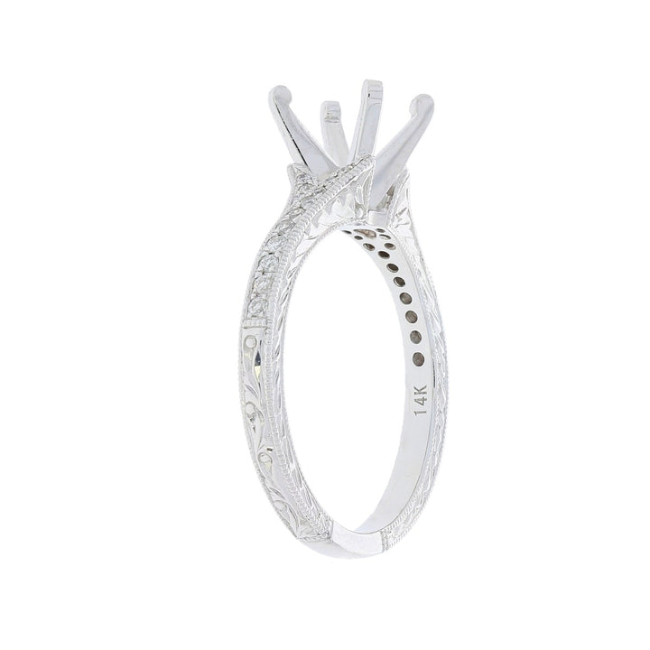 Diamond Nature Inspired Engagement Setting 14K White Gold