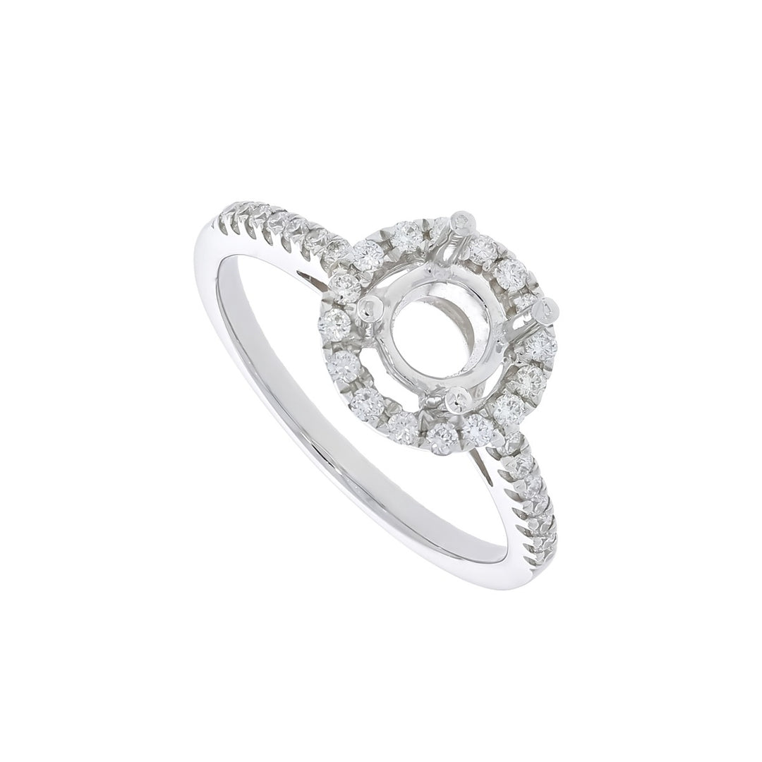Halo Diamond Engagement Ring Setting 14K White Gold