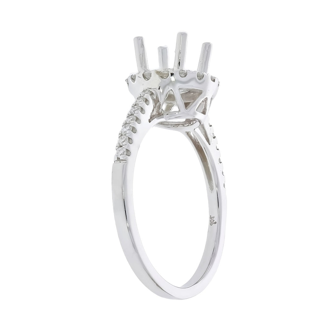 Halo Diamond Engagement Ring Setting 14K White Gold