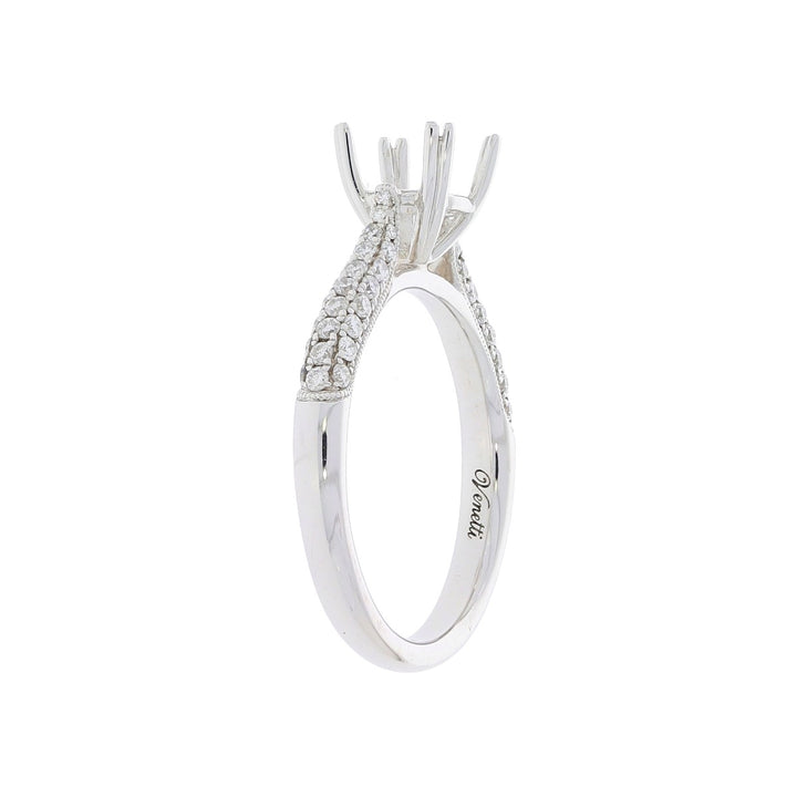 Pave Diamond Engagement Ring 14K White Gold