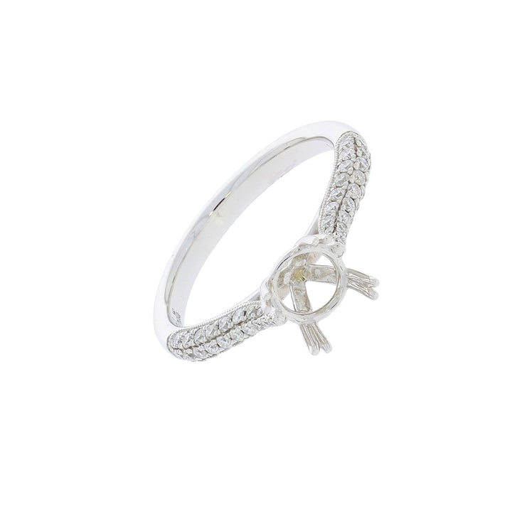 Pave Diamond Engagement Ring 14K White Gold