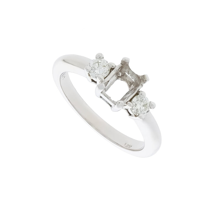 Three Stone Diamond Ring Setting 14K White Gold