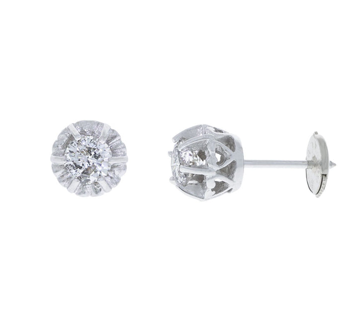 Diamond Stud Earrings 14K White Gold .82CTW