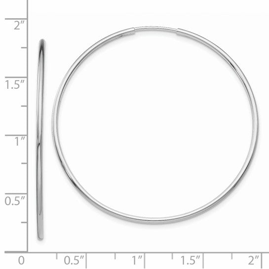14k White Gold 1.20mm Polished Endless Tube Hoop Earrings