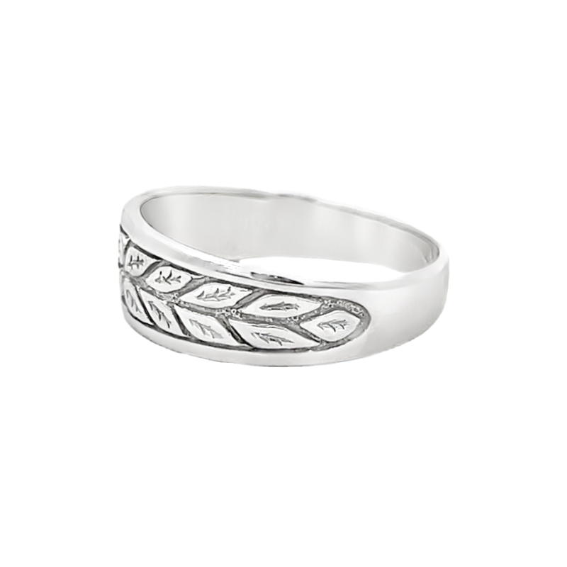 Nature Style Wedding Band 14K White Gold