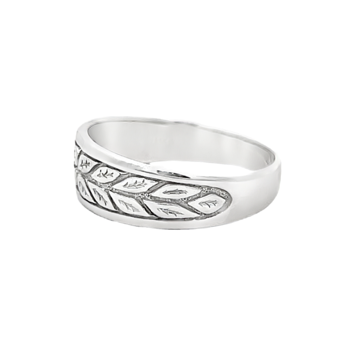Nature Style Wedding Band 14K White Gold