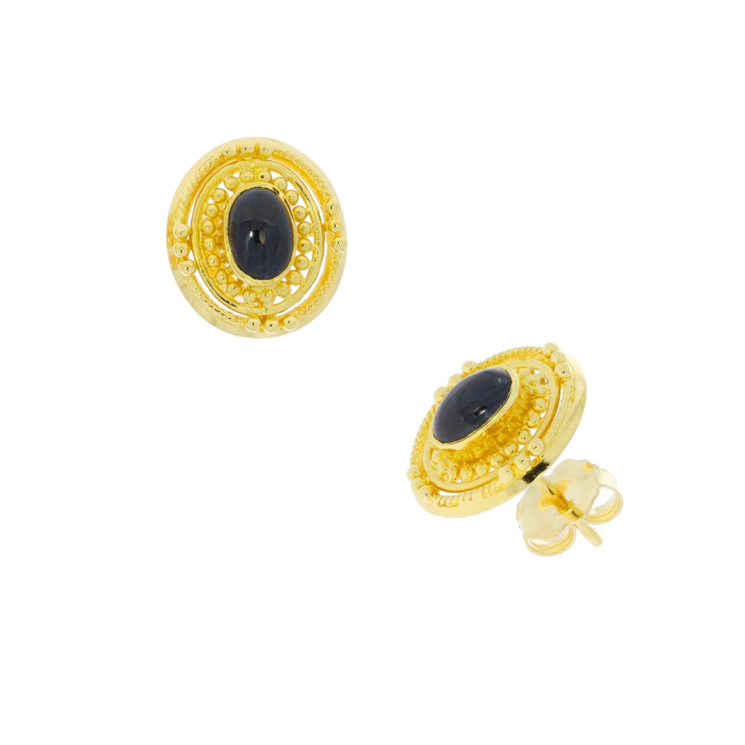Sapphire Stud Earrings 18K Yellow Gold 1CTW