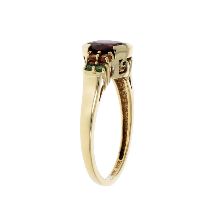 Garnet Citrine Tsavorite Ring 14K Yellow Gold 1.50 CT