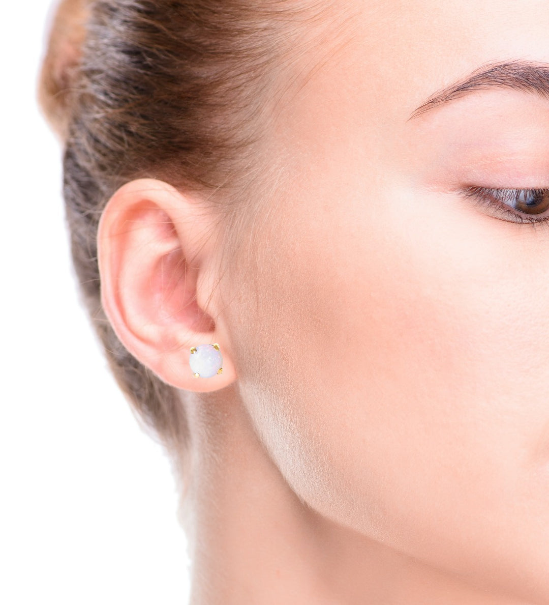 Opal Stud Earrings 14K Yellow Gold .45CTW