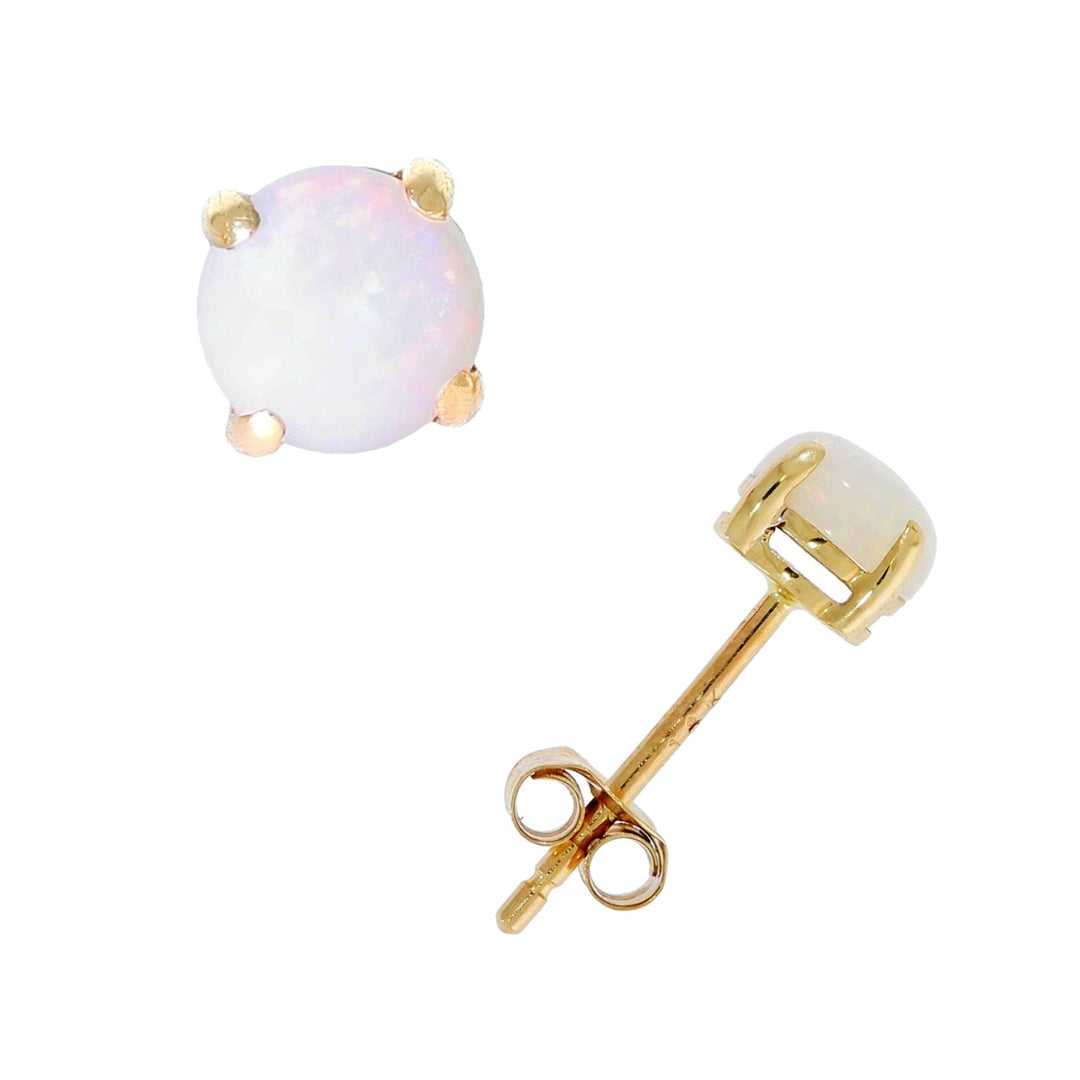 Opal Stud Earrings 14K Yellow Gold .45CTW