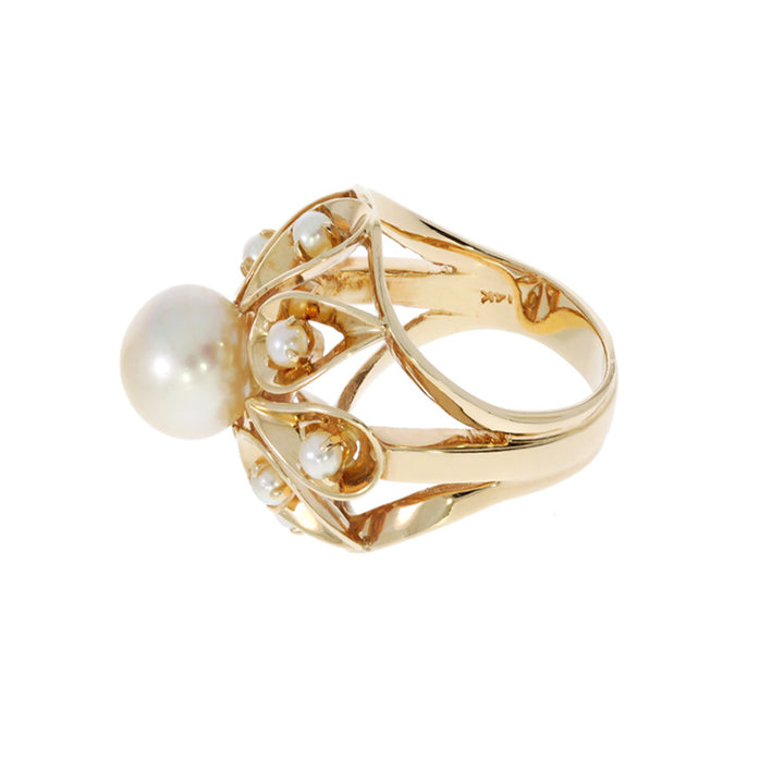 Pearl Cluster Ring 14K Yellow Gold