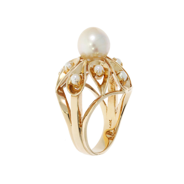Pearl Cluster Ring 14K Yellow Gold