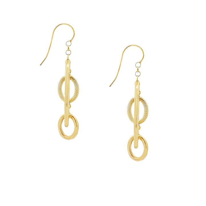 Oval Dangle Earrings 14K Yellow Gold