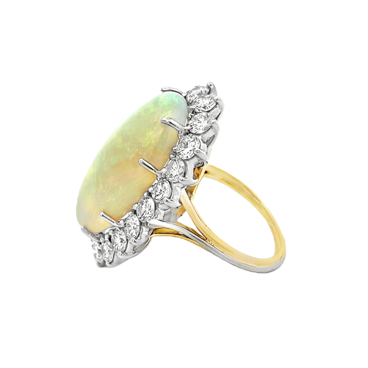 Opal Diamond Ring 18K Yellow Gold & Platinum