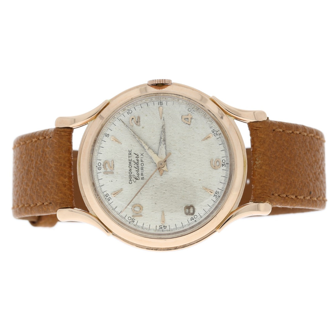 Cortebert Chronometer Spirofix Watch Caliber 689 18K Rose Gold 17 Jewel
