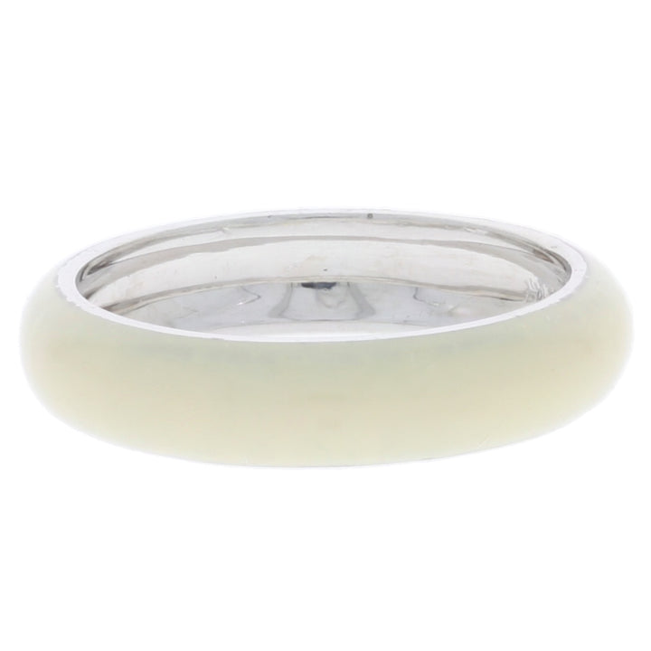Ivory Enamel 4.75MM Domed Band 18K White Gold