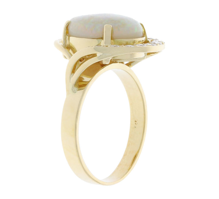 Opal Diamond Ring 18K Yellow Gold