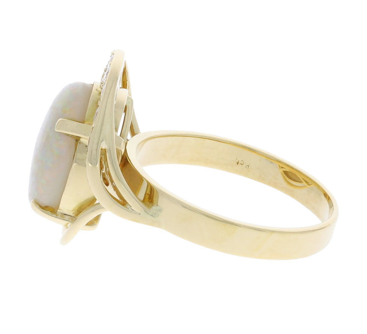 Opal Diamond Ring 18K Yellow Gold