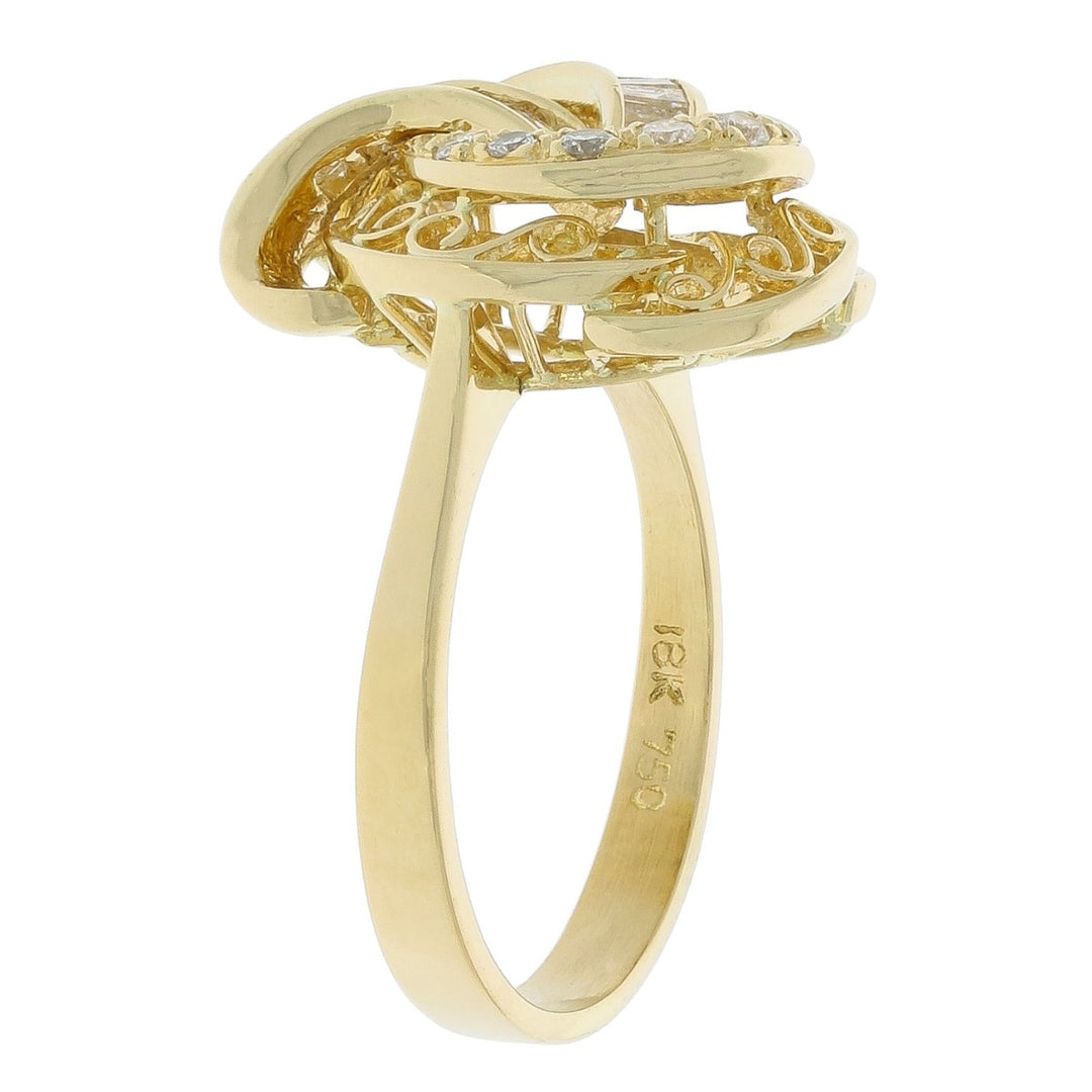 Retro Woven Diamond Ring 18K Yellow Gold .90CTW