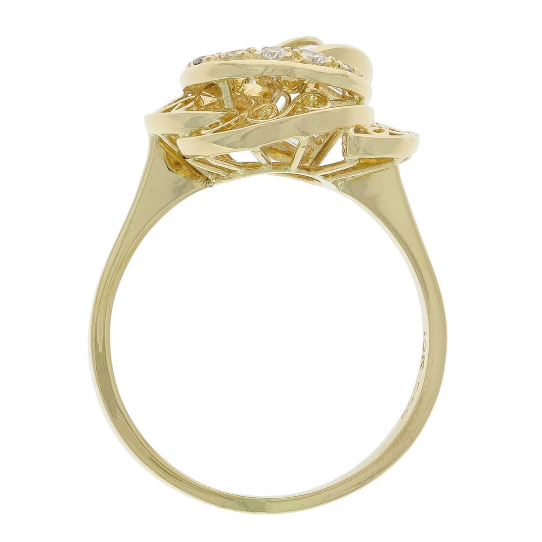 Retro Woven Diamond Ring 18K Yellow Gold .90CTW