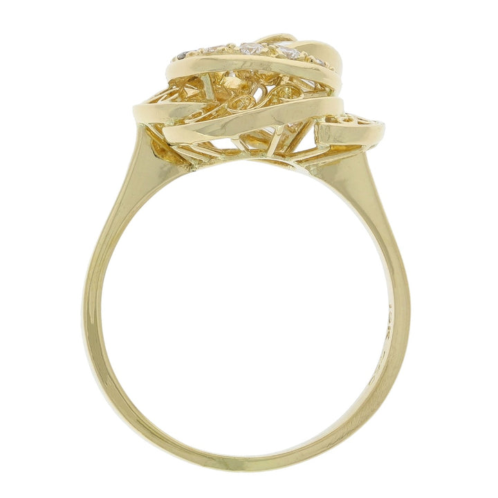 Retro Woven Diamond Ring 18K Yellow Gold .90CTW