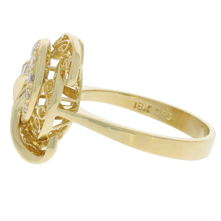 Retro Woven Diamond Ring 18K Yellow Gold .90CTW