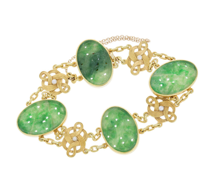 Vintage Tiffany & Co. Jade Bracelet 18K Yellow Gold