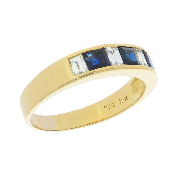 Sapphire Diamond Band 18K Yellow Gold .93CTW