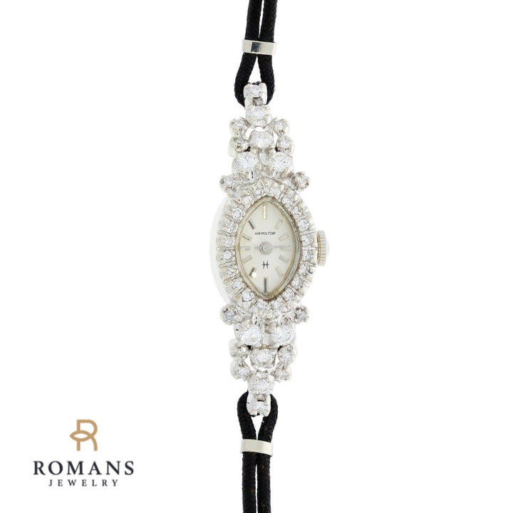 1960's Hamilton Cocktail Diamond Ladies WristWatch  14K White Gold 1.25CT