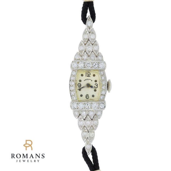 1970's Hamilton Diamond Vintage Platinum Watch 1CT