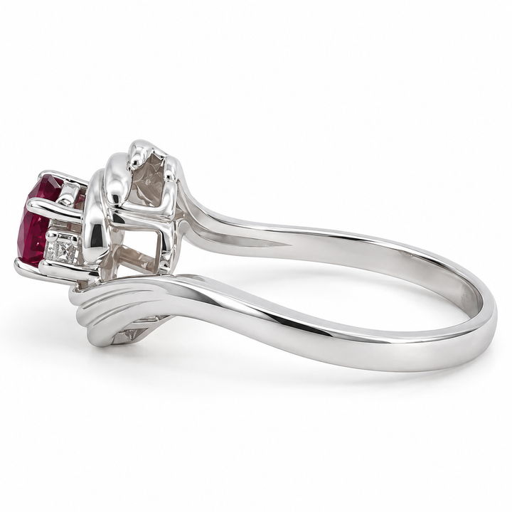 Ruby Diamond Swirl Ring 0.44CTW 14K White Gold