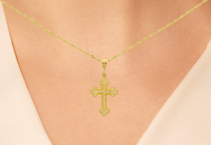 Cross Filigree Necklace 21K Yellow Gold