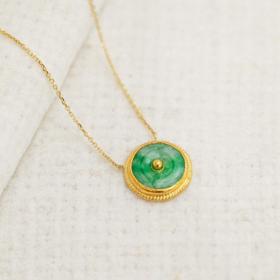 Jade Circle Necklace 22K & 24K Yellow Gold