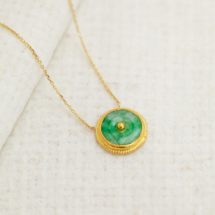 Jade Circle Necklace 22K & 24K Yellow Gold