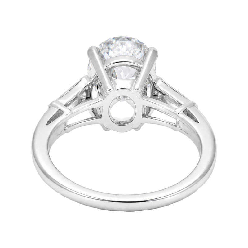 Lab Grown Oval Diamond Three Stone Engagement Ring 4.52CT Platinum