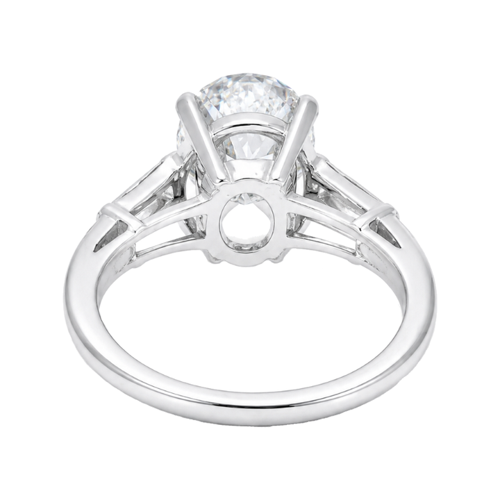 Lab Grown Oval Diamond Three Stone Engagement Ring 4.52CT Platinum
